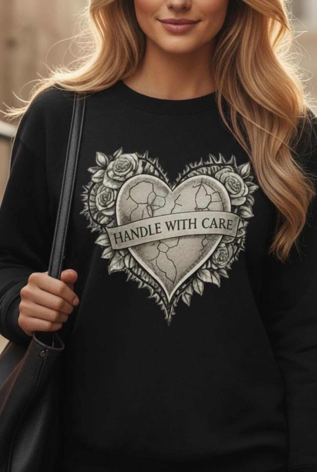 Handle With Care Sweatshirt | Vintage Heart | Bio Baumwolle