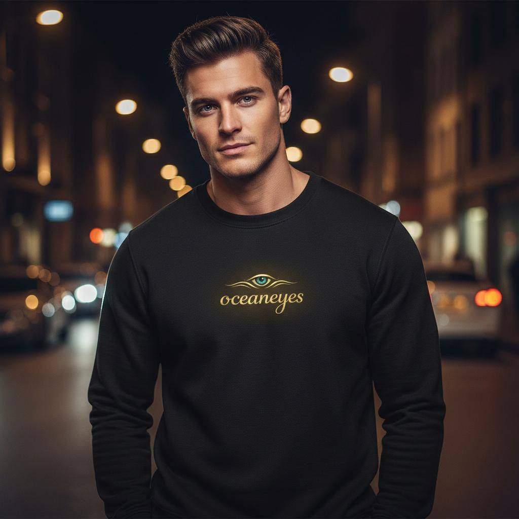 Ocean Eyes Hoodie – Calm Power Gold Edition - Unisex Bio-Pullover