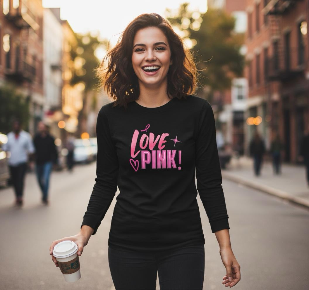 LOVE PINK! Shirt – Damen Longsleeve | Feminines Statement Shirt