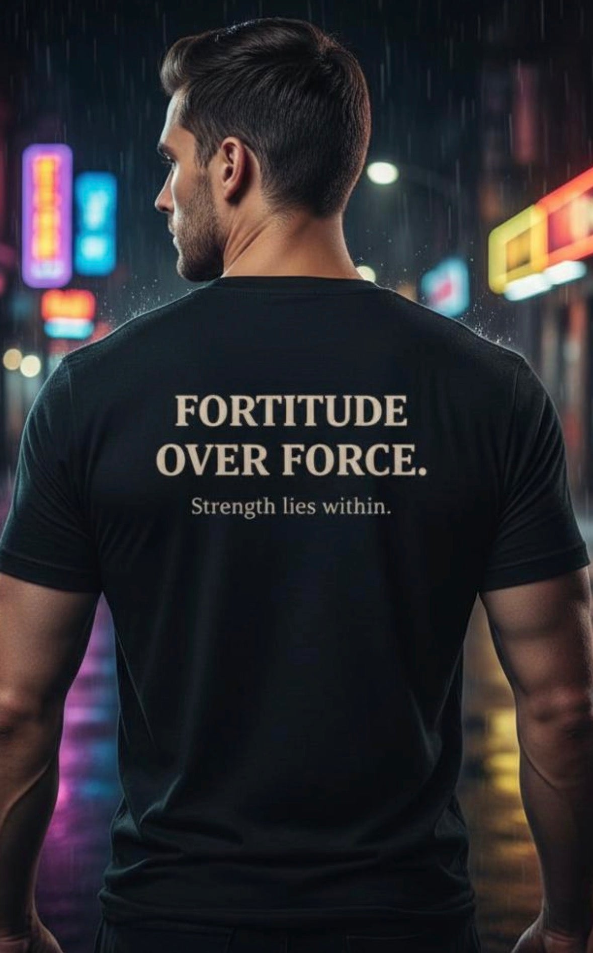 Fortitude Over Force T‑Shirt – Minimalistisches Herren Shirt