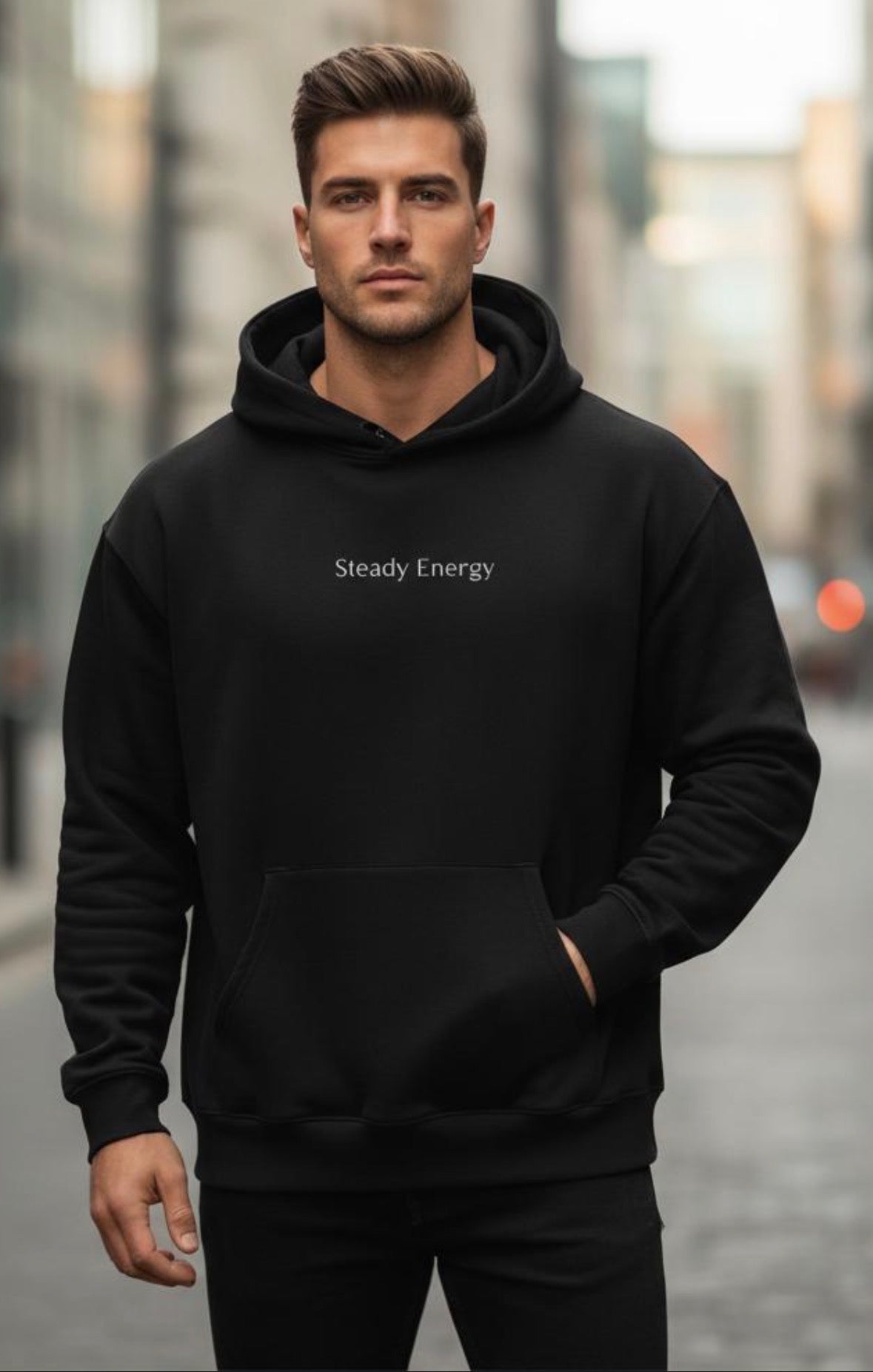 Quiet Power Hoodie Men Strength and Silence Steady Energy Hoodie