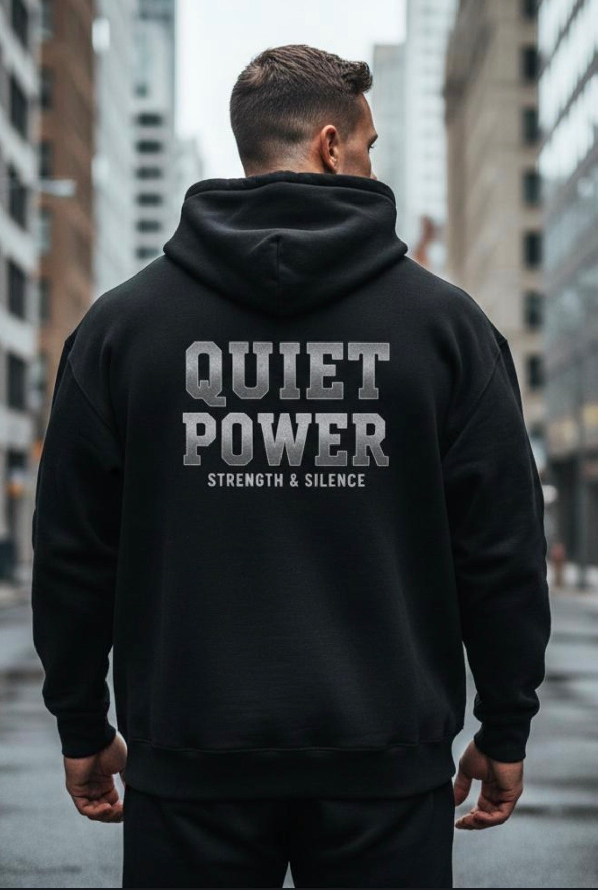 Quiet Power Hoodie Men Strength and Silence Steady Energy Hoodie