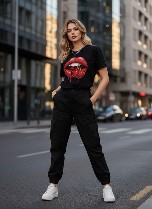 Cherry Kiss Shirt | Sexy Red Lips Graphic Tee