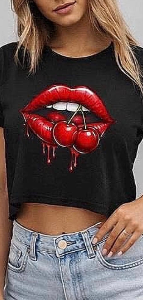Cherry Lips | Damen-Crop-Top