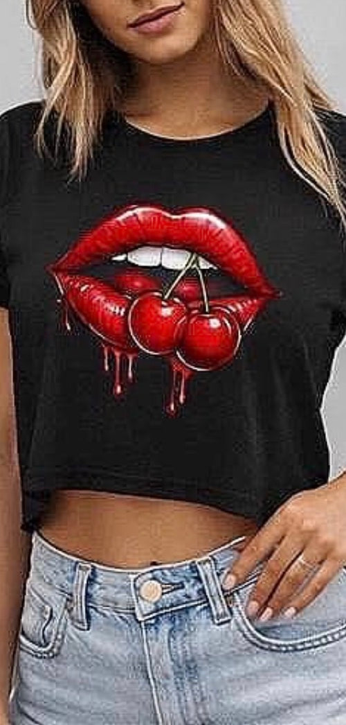 Cherry Lips | Damen-Crop-Top