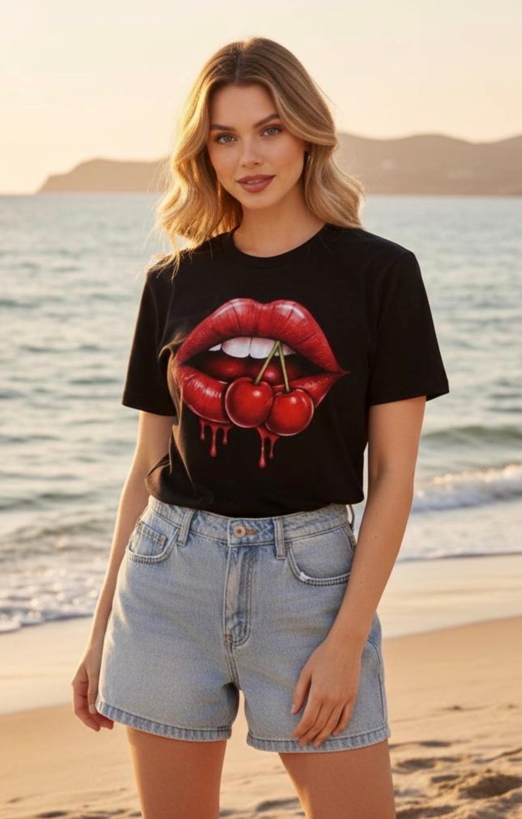 Cherry Kiss Shirt | Sexy Red Lips Graphic Tee