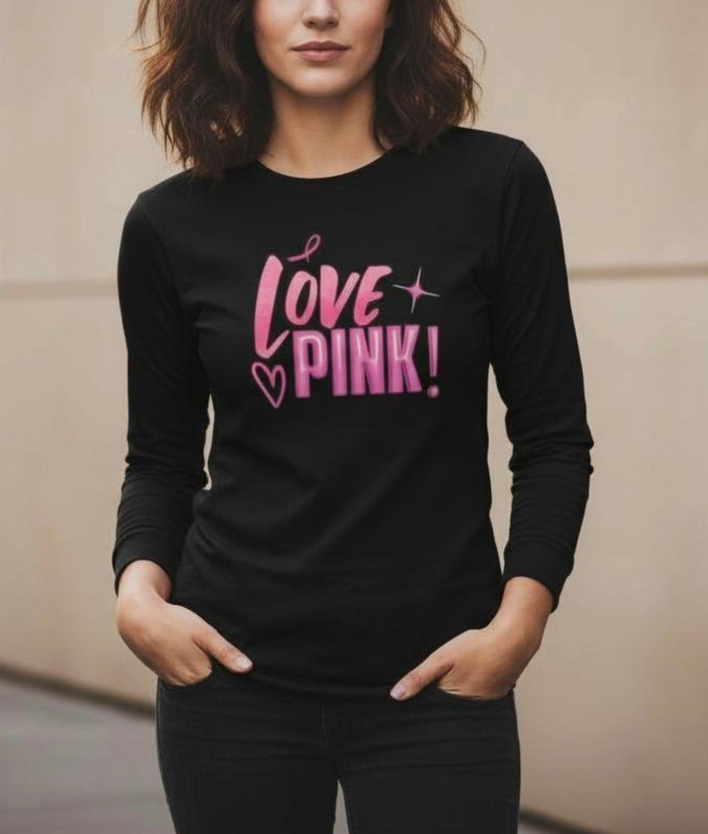 LOVE PINK! Shirt – Damen Longsleeve | Feminines Statement Shirt