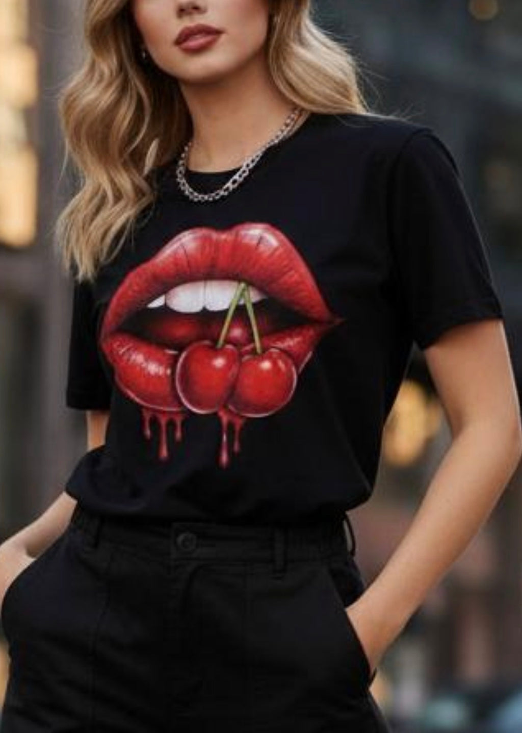 Cherry Kiss Shirt | Sexy Red Lips Graphic Tee