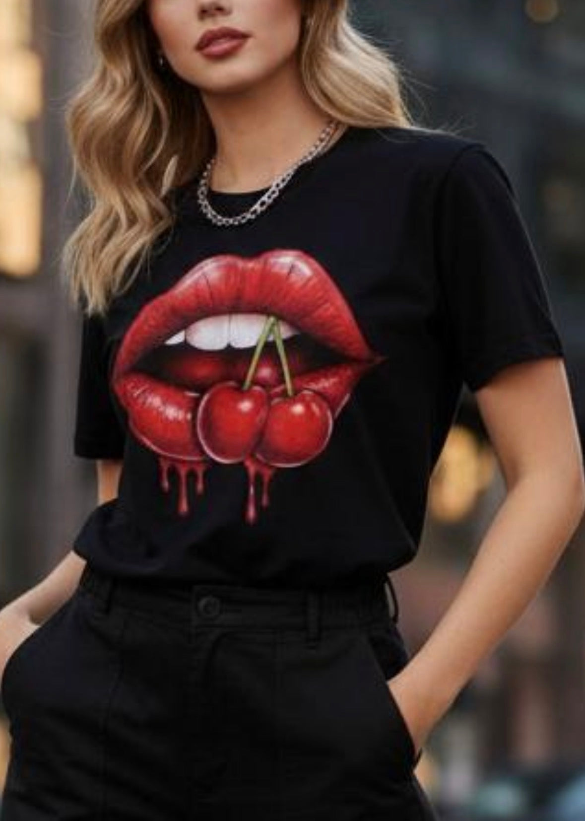 Cherry Kiss Shirt | Sexy Red Lips Graphic Tee