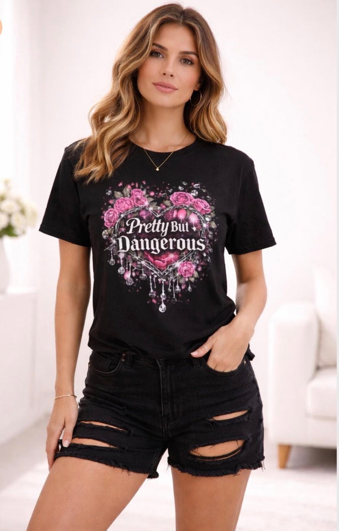 Pretty But Dangerous Shirt | Edgy Glam Herz T-Shirt | 100% Baumwolle