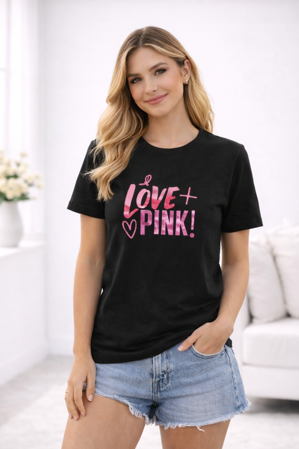 Cute Pink Love T-Shirt für Damen | Soft Girl Aesthetic Grafik Shirt