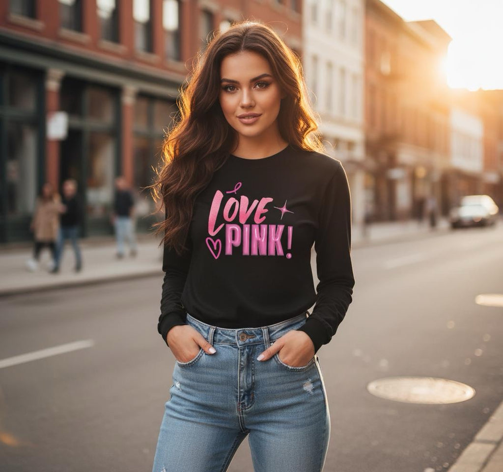 LOVE PINK! Shirt – Damen Longsleeve | Feminines Statement Shirt