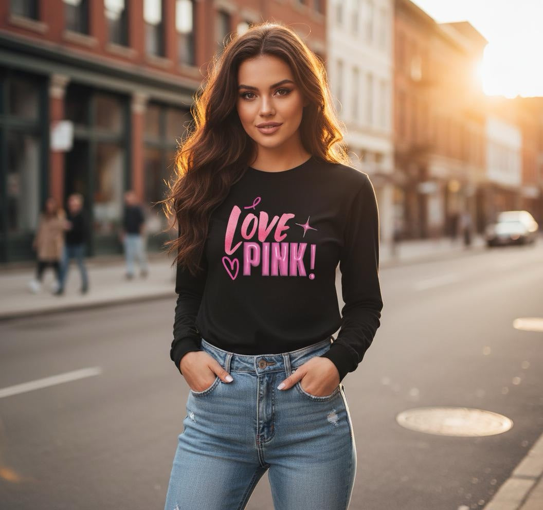 LOVE PINK! Shirt – Damen Longsleeve | Feminines Statement Shirt